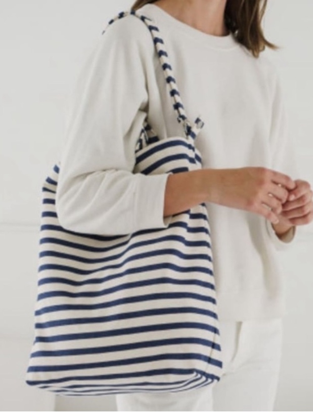 Baggu Duck Bag Sailor Stripe, Navy and White , Tote Bag, Nautical, Washable - Picture 4 of 17